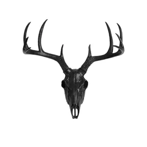 Resin Wall Mount Decoration Animal Black Deer Moose Head Skull