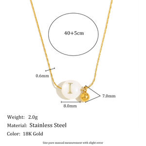 Stilvolle Vintage Edelstahl 18 Karat Gold Gummi Perlen Halskette Zubehör Neu Vielseitig für Europa Amerika Diamant Hauptstein - Product Image 4