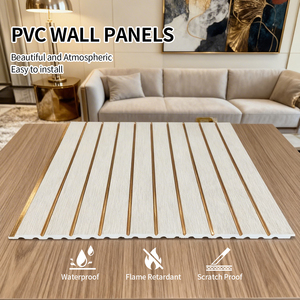Panel de Pared de PVC Antimoho con Estampado <span class=keywords><strong>en</strong></span> Caliente, Panel de Pared Decorativo de Madera y Plástico Impermeable para Renovación de Interiores - Product Image 3