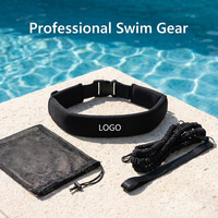 Ceinture de natation réglable avec sac de rangement, kit d'entraînement de natation élastique à haute élasticité pour les nageurs, les athlètes, la piscine, noir
