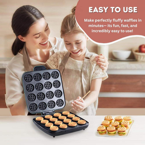 Multifunctionele ontbijtmaker met 16 mini-donutvormpjes, optionele antiaanbakplaat, antislipvoetjes en indicatorlampje - Product Image 3