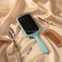 Logo privé pagaie à poils en nylon noir résistant à la chaleur et massage à coussin d'air démêlant brosse à cheveux sèche-cheveux