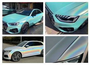 Rouleau d'emballage de voiture noir laser arc-en-ciel irisé anti-rayures PVC vinyle automobile vente en gros - Product Image 4