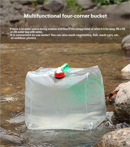 Bouteille d'eau transparente en PVC de grande capacité 20L, seau pliable carré pour le camping, stockage d'eau - Product Image 4