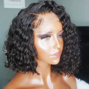 Perruques <span class=keywords><strong>Bob</strong></span> Courtes en Cheveux Humains Vierges de Haute Qualité, Densité 200%, Frontale 13x4, Bouclées Profondes, Dentelle HD, avec Cheveux de Bébé Pré-Pluckés - Product Image 5