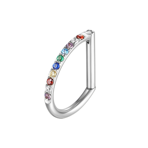 Trang sức titan tùy chỉnh, khuyên mũi hình chữ D bằng titan G23, khuyên vành tai sụn với zircon - Product Image 4