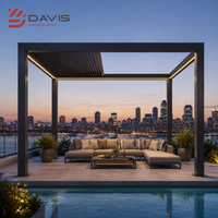Pergola à toit coulissant en aluminium, gazebo, pavillon avec auvent pliable motorisé pour patio, hôtel, complexe hôtelier et espaces commerciaux