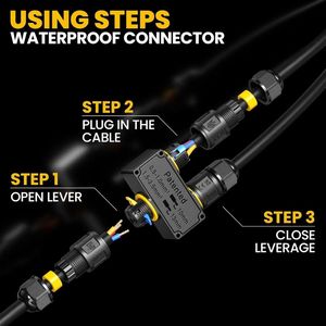 IP68 3-cách nhanh chóng kết nối cáp chống thấm nước kết nối y-hình đẩy dây 4mm-11mm cáp đồng và PC nhà ở - Product Image 2