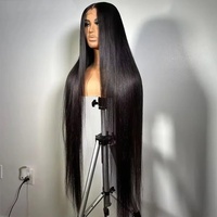 Peluca de Cabello Humano Virgen Vietnamita sin Pegamento de 30-32 Pulgadas, Peluca Frontal de Encaje HD Completo 13x6 para Mujeres Negras
