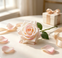 Premium Real Touch enkelvoudige Turkse roos kunstbloemboeket voor thuis, bloemkunst, vaas en tafeldecoratie