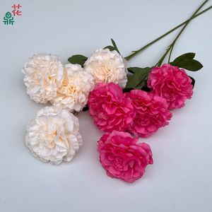 Flores de Peonía Artificiales de Seda con 4 Cabezas, Decoración de Boda Hecha a Mano en China - Product Image 3