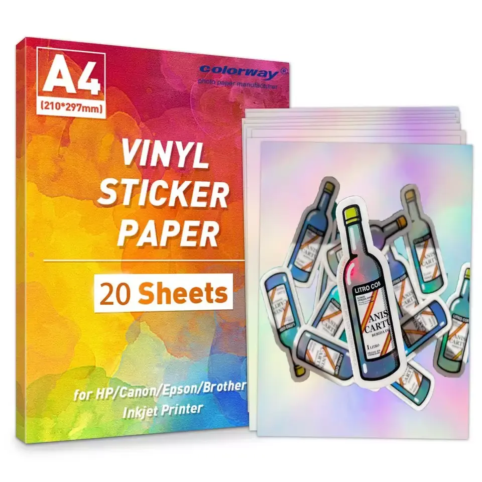 holographic vinyl custom die cut sticker sheet glossy matt color adhesive vinyl sticker roll