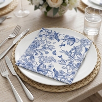 Serviettes en papier bleues et blanches à motifs floraux pour les fêtes de mariage, les baby showers, les goûters, les fêtes de jardin, les anniversaires et les célébrations du Nouvel An