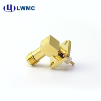 LWMC SMA R/A Femelle, 4 trous, montage sur bride, plaqué or, commande en gros, distance entre centres 8,64 mm 1. Broche de 27 mm jusqu'à 18G