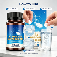 Comprimés d'hydrogène moléculaire H2 10PPM, pour l'eau potable, l'âge sain, la santé cérébrale, sans OGM, sans gluten, 90 unités, marque privée OEM