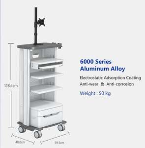 सफेद एल्यूमीनियम मिश्र धातु मोबाइल परिवहन चिकित्सा कार्ट ट्रॉली एक्स YKD-2101 - Product Image 3