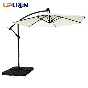 Uplion Popular Solar Led Light Strip Garden Patio Balinese Parasol Sun Umbrella With Lights Outdoor Parasol