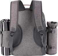 Sac à dos de pique-nique tendance pour femme, ensemble 2 personnes avec compartiment isotherme, porte-bouteille/porte-vin détachable, couverture polaire en polyester