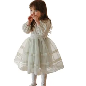 Детские платья для девочек весна лето милое праздничное платье для маленьких девочек кружевное детское Сетчатое платье для подростков
