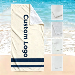 Serviette de plage, de bain et de voyage en coton à haute absorption d'eau, avec logo personnalisé, douce, tissée, grande taille, respectueuse de la peau - Product Image 1