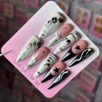 Vente en gros de faux ongles haut de gamme lisses faits à la main, design personnalisé, couverture complète, nail art Halloween
