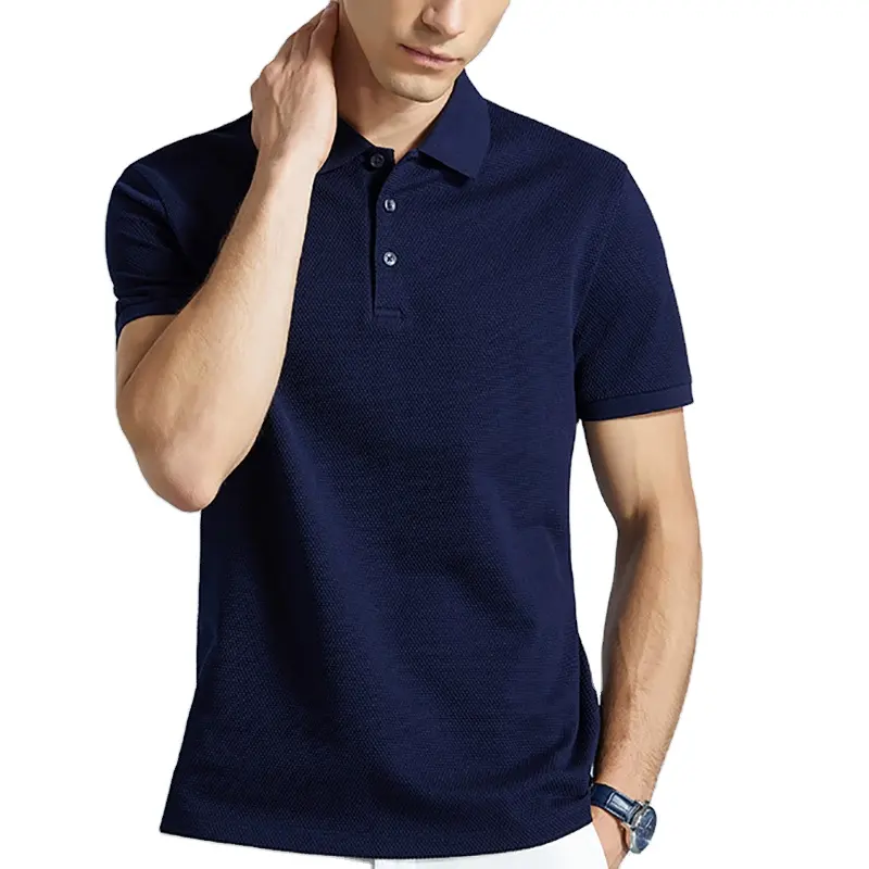 Polo à manches courtes pour hommes, t-shirt décontracté, en tricot, uni, avec logo personnalisé, de haute qualité