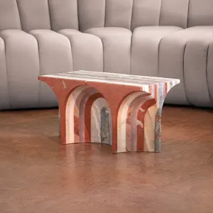 SHIHUI Customized Minimalist Living Room Natural Stone Mixed Color Marble Coffee Side Console Table Cube Plinth Display Table