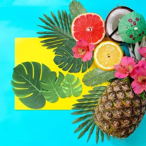12 개/대 여름 열대 파티 인공 팜 나뭇잎 하와이 루아 파티 정글 비치 테마 파티 장식 하와이 홈 장식