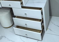 Coiffeuse moderne en MDF avec miroir LED en forme de nuage blanc, armoire latérale amovible à 3 tiroirs, pour chambre à coucher