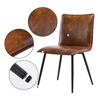 Chaise de salle à manger de cuisine moderne empilable en cuir PU brun jaunâtre pour la maison, le bureau et la salle à manger