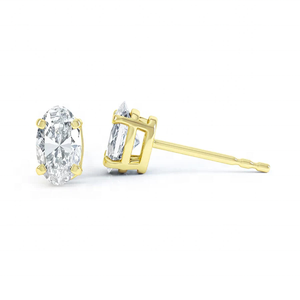 Custom Certified Minimalist Design Fine 925 Silver Oval Cut VVS Moissanite Claw Set <b>Gold</b> Plated <b>Stud</b> <b>Earrings</b> for Women & Men - Product Image 2