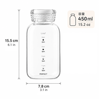 Bouteille d'eau en verre borosilicate transparent de 16 oz avec paille et couvercle hermétique en plastique pour filles - Vente en gros