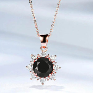 Collar con Colgante de Ópalo en Plata 925 con Diseño de Flor y Diamantes Redondos de Corte Brillante, Engaste de Garra, para Uso Diario Romántico de Mujer - Product Image 4