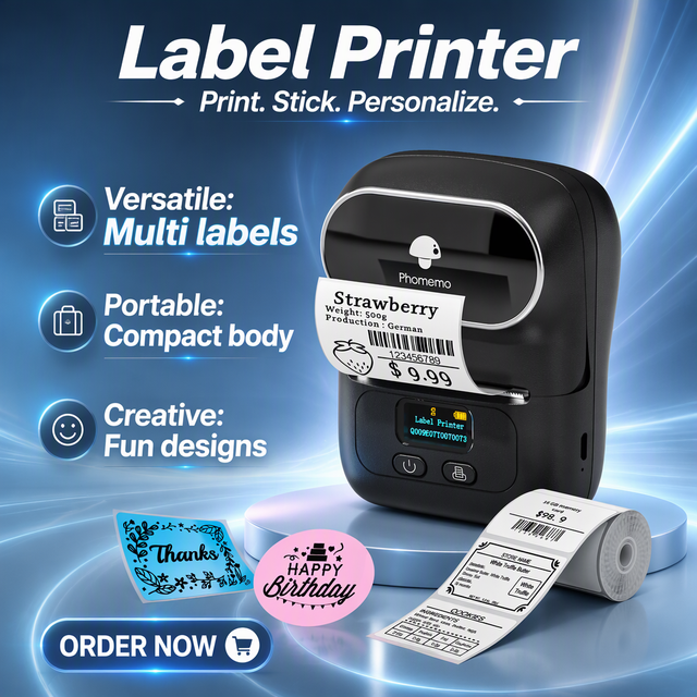 Phomemo M110 Barcode Label Maker Wireless Thermal Label Printer Mini Portable Pocket Printer for Small Business