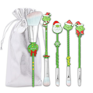 5 pièces cadeau spécial vert monstre sourire maquillage pinceau ensemble le sourire entourant brosse ensemble fard à paupières brosse décoration de noël - Product Image 5