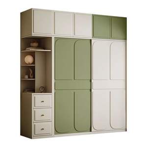<span class=keywords><strong>Armario</strong></span> Moderno de Estilo Francés con Puertas Abatibles, Color Verde Aguacate, 2 Puertas, Ecológico, con Cajones Laterales, Estantes Abiertos, Ahorra Espacio, para Dormitorio - Product Image 2