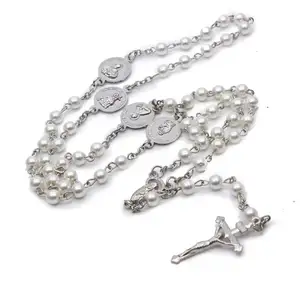 Customized Glass Beads Jewelry Catholic Islamic Muslim Rosaries Cross Pendant Prayer Beads Chain Rosary Necklaces