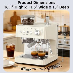 Cafetera Espresso Automática 4 en 1 de 19 Bares con Molinillo, Cafetera Profesional de Acero Inoxidable para Uso Doméstico y Comercial - Product Image 2