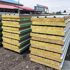 GUANGQIA Hot Sell <span class=keywords><strong>Panneau</strong></span> sandwich isolé en <span class=keywords><strong>laine</strong></span> <span class=keywords><strong>de</strong></span> <span class=keywords><strong>roche</strong></span> <span class=keywords><strong>de</strong></span> 100 <span class=keywords><strong>mm</strong></span> pour structure en acier Façade <span class=keywords><strong>de</strong></span> bâtiment - Product Image 6