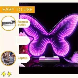 Butterfly Abyss <b>Mirror</b> LED Neon Light Cool Purple Tunnel Design Multi-color <b>Mirror</b> Effect IPX3 Waterproof Home Buildings - Product Image 3