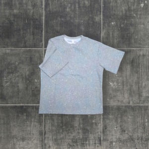 T-shirt Boxy Personnalisé de Haute Qualité Style Hip Hop Vintage Col Rond Logo Imprimé Strass pour Homme - Product Image 2