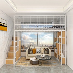 Giường tầng hiện đại phong cách Bắc Âu có bàn làm việc, giường tầng đôi bằng kim loại đơn giản, giường tầng nâng cao bằng sắt nghệ thuật, giường đa năng tiết kiệm không gian cho phòng khách - Product Image 3