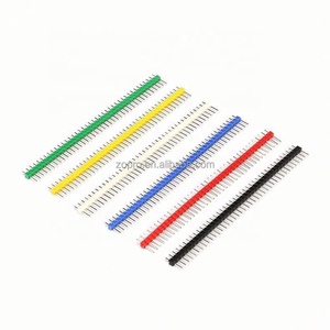 Conector de pines de 2.54mm de paso, 1x40 pines, tipo de fila única, rojo/negro/amarillo/blanco/azul/verde, chapado en oro, con pines codificados por colores - Product Image 4