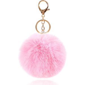 Porte-clés Pompon Coloré en Fausse Fourrure de Lapin, Anneau de Clé de Voiture en Peluche Douce, Breloque de Sac à Main - Product Image 1