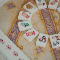 Tuiles de Mahjong Américain Originales Cozy Healing Knitting Cat, imprimées en HD, bords polis, accessoires de jeu