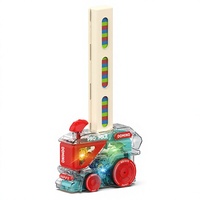 Train à dominos électrique pour enfants, ensemble de blocs de dominos à pose automatique, jouet éducatif de puzzle à faire soi-même avec lumière et musique.