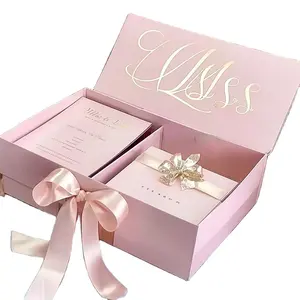 Bunte Schachteln Verpackung benutzerdefinierter luxuriöser magnetischer Karton harte Abdeckung starres Geschenk rosa Papierverpackungsbox für Geschenk-Sets