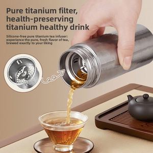 Gourde isotherme mini en titane pur de 220 ml, portable, format de poche, petite capacité, pour la préparation du thé à domicile et le transport quotidien - Product Image 4