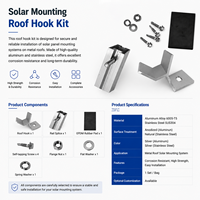 Kit Pemasangan Panel Surya Aluminium Zhongxin ZX04, Penjepit Genteng Atap PV dengan Sekrup, Pengait, Pengikat Baja Tahan Karat