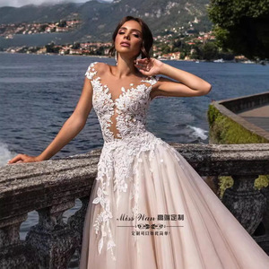 White V-Neck A-Line Wedding Dress Chiffon With Embroidery Natural Waistline Cut-Out For Brides 2026 New Style - Product Image 3